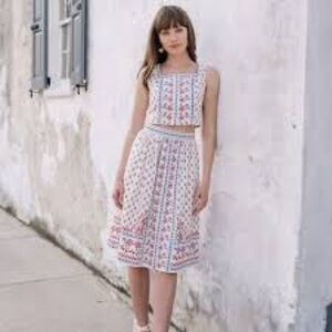 NWT- Gal Meets Glam Mila Two-Piece Set. White with pink red and blue details.